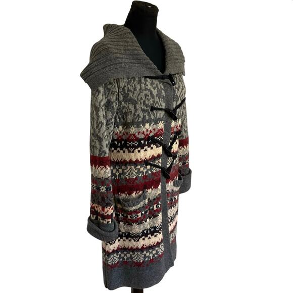 Bob Timberlake 100% Lambswool Sweater Coat Cardigan Size M Nordic Fair Isle Knit - Picture 3 of 8